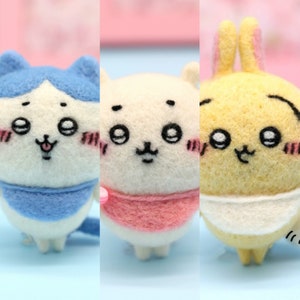 Own Design Cute Japan cartoon ChiiKawa Snack Time Keychain | ChiiKawa Hachiware Usagi- Wool Felting DIY Kit (Wool Felt)