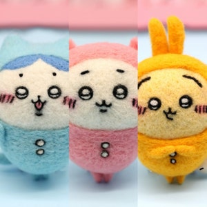 Own Design Cute Japan cartoon ChiiKawa Pajamas Keychain | ChiiKawa Hachiware Usagi- Wool Felting DIY Kit （Wool Felt)