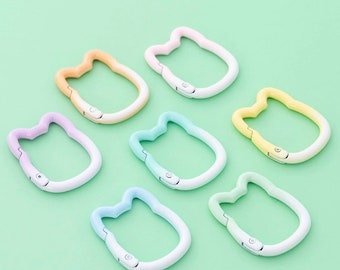 5 pièces outils de bricolage en forme de chat coloré pastel fermoir mousqueton porte-clés - 7 couleurs, fabrication de fournitures de base
