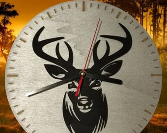 Cerf horloge chasse fichier svg découpé au Laser