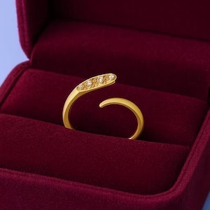 Unique Snake Design Moissanite Ring, 14K Solid Gold Ring, Animal Wrap Anniversary Gift, Handmade Fashion Stackable Statement Ring For Wife
