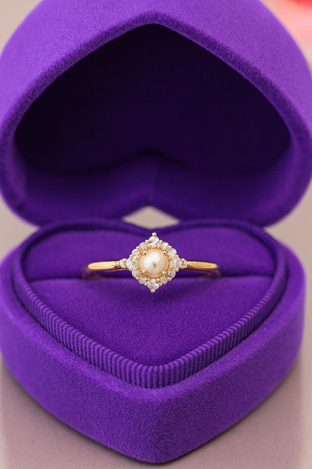 Vintage 14K Gold Pearl and Diamond Ring: June Birthstone