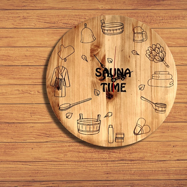 Holz-Wanduhr für Sauna, Sauna-Zubehör-Uhr, SPA-Uhr, Sauna-Zeituhr, Sauna-Dekoration, Sauna-Geschenk