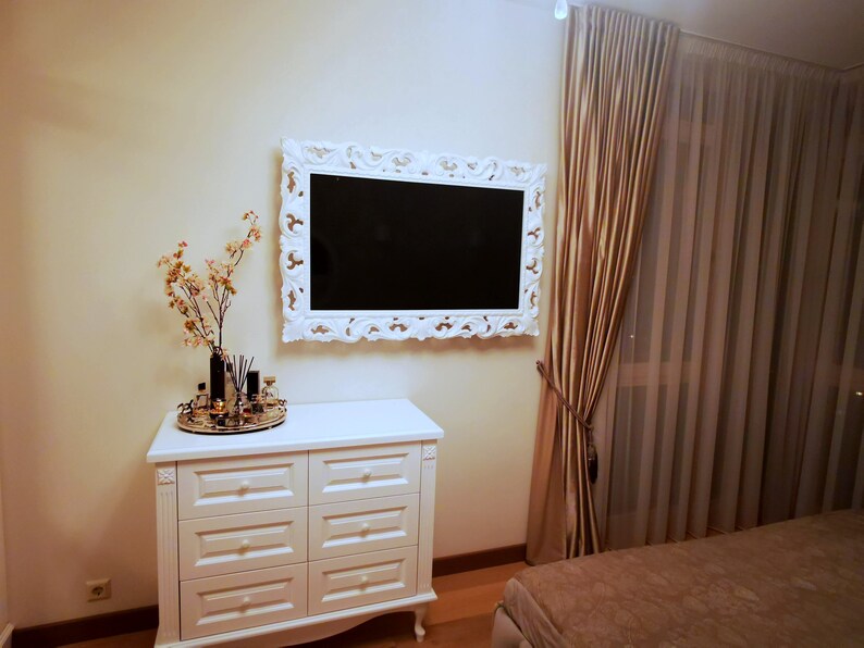 Wooden TV Frame for Wall, Carved Television Frame, TV Framing ...