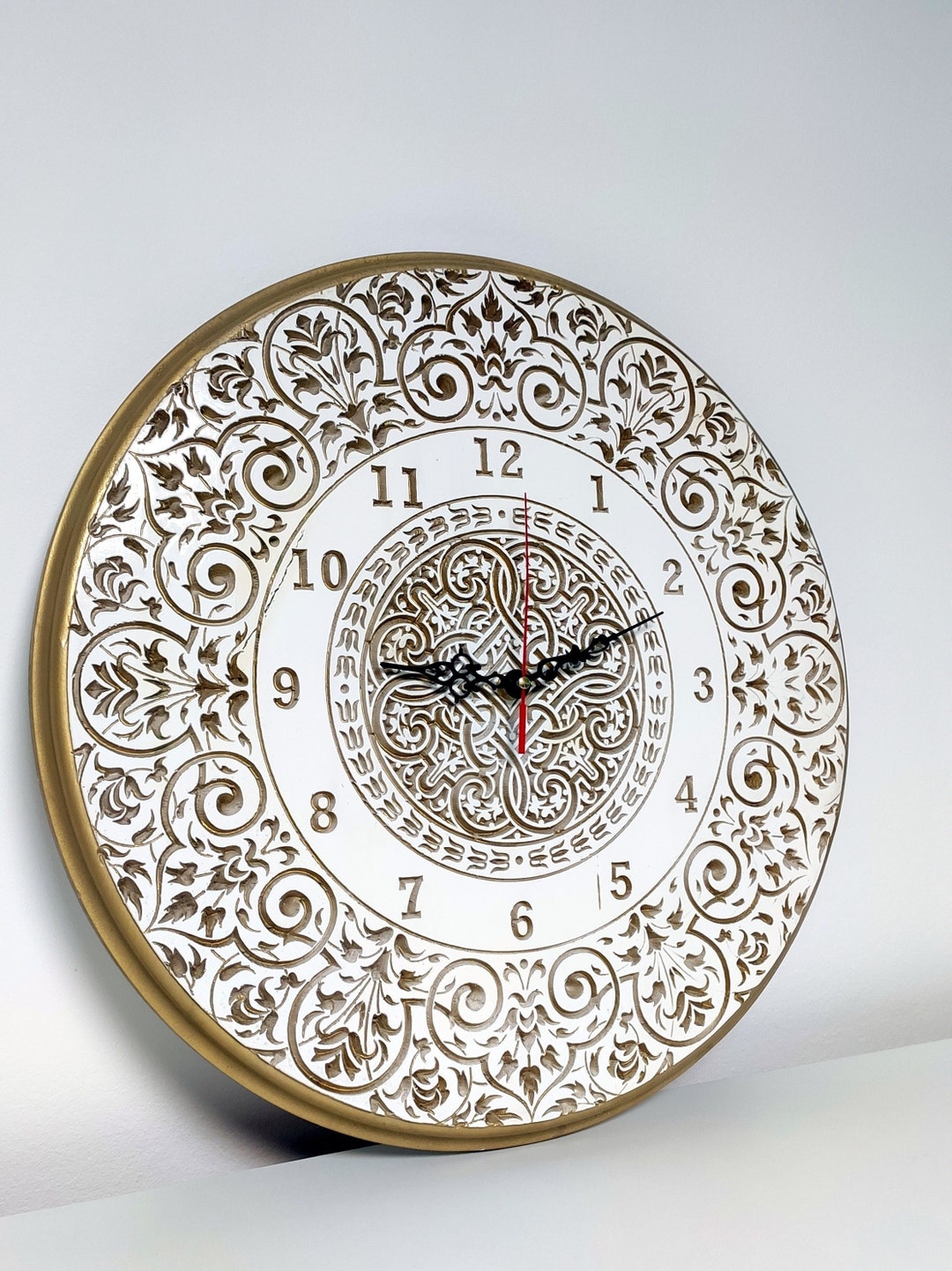 Oversized Wooden Wall Clock, Modern Clock, Carved Clock, Large Clock