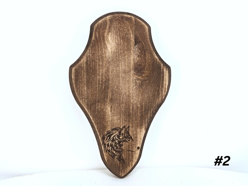 Scudo In Legno Per Trofei Di Caccia - Per Corna Di Daino, 43x22cm - Foto 9