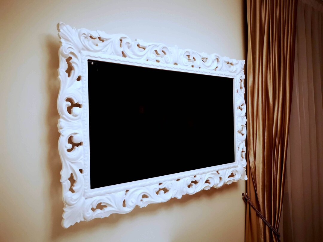 Wooden TV Frame for Wall, Carved Television Frame, TV Framing