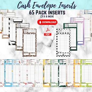 Geldumschlag Einsätze, druckbare Budget Tracker, Ausgaben Tracker (3 x 6) 65 Pack, Expense Tracker, Barausgaben, Sofort Download Einlagen