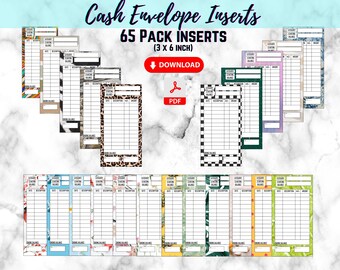 Cash Envelope Inserts, Printable Budget Trackers, Spending Tracker (3 x 6) 65 Pack, Expense Tracker, Cash Spending, Instant Download Inserts
