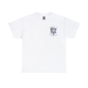 Blauwe lijn schedel T-shirt