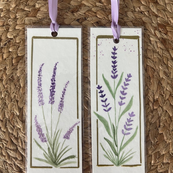 Hand painted set of 2 watercolor bookmarks