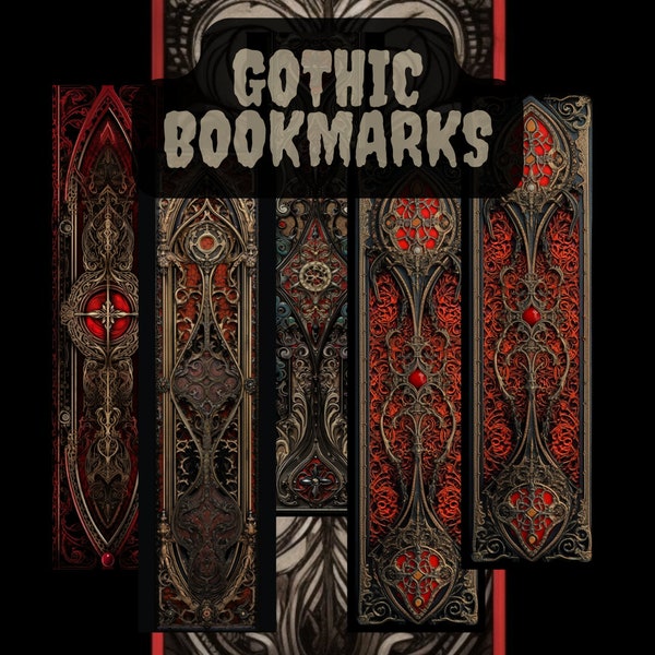 Gothic Bookmark Set, Digital Bookmark, Halloween Bookmark, Spooky Bookmark, Gothic Decor Fantasy Bookmark, Halloween Gift