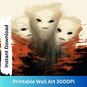 Ghost Painting Wall Art, 3 Boo Ghost Wall Decor, Digital Ghost Art, Printable Spooky Art, Halloween Wall Art, Ghost Wall Art