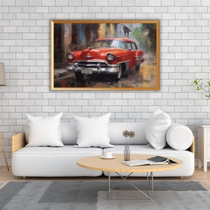 Classic Car Wall Art, Digital Artwork, Above Bed Wall Decor, Retro Wall Art, Classic Car Decor, Gift for Car Lovers