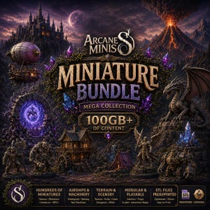 3D Mega Bundle Full Set of Arcane Minis, Mega Bundle STL, Print Files