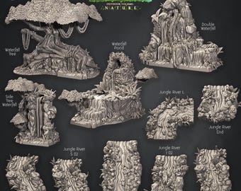 3D Jungle Terrain STL&#39;s - Waterfalls and River Tiles