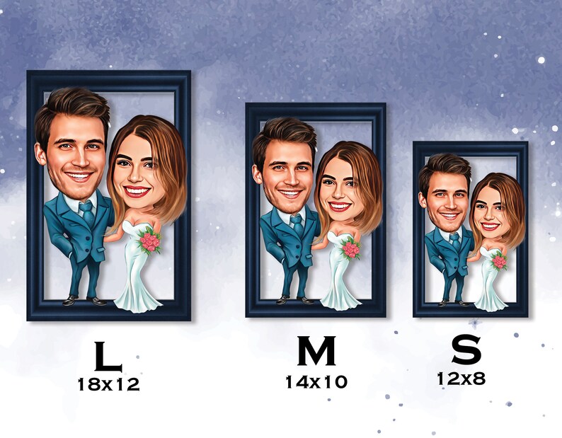 Customized Couple Caricature Photo Frames, 3D Wooden Frames, Caricature From Photo, Couple
