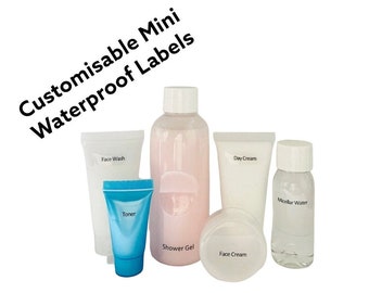 Personalised Mini Waterproof Labels for Mini Travel Bottle - Adhesive, Clear and Glossy (75p per label)