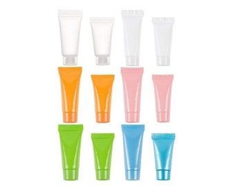 5ml / 10ml Empty Squeezable Refillable Plastic Soft Tubes / Travel Bottles (6 colours available)