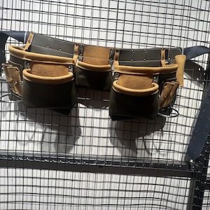 Brauner Leder Werkzeug Gürtel | 12 Taschen | Werkzeugtasche | Werkzeugtasche | Schreiner | Konstruktion | Rahmen | Elektriker | Handwerker | Arbeit