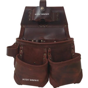 Heavy Duty Leather Tool Pouch: Top Grain Oil Pull-Up with Drill Holder