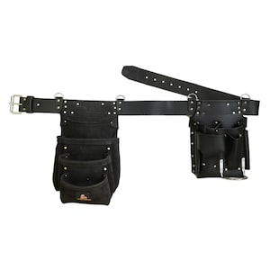 Bolsa de couro WIDEBROWN Drywallers para construtores, carpinteiros, jardineiros e eletricistas, preta