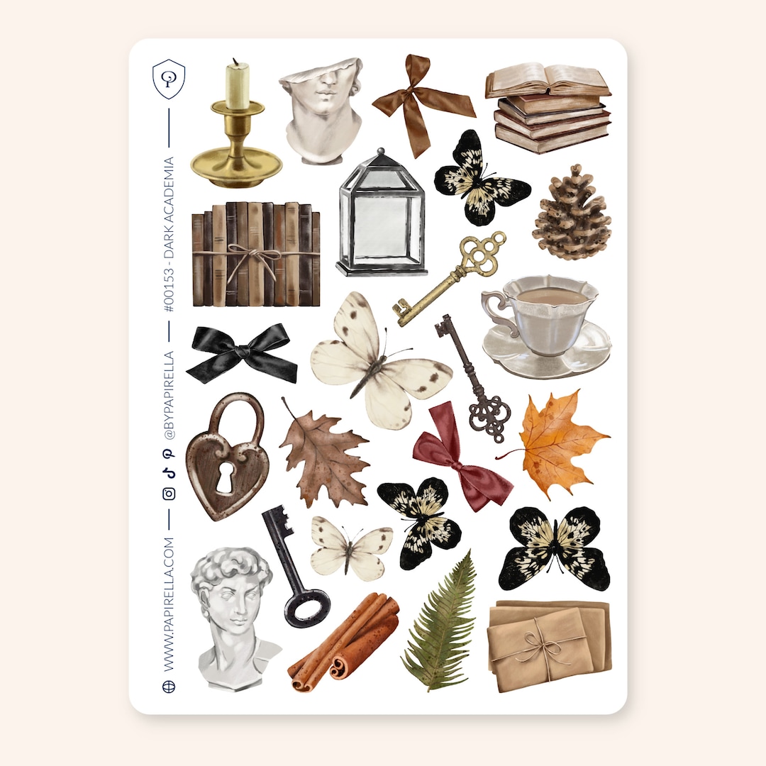 DARK ACADEMIA Sticker Sheet / Bujo Stickers, Planner Stickers ...