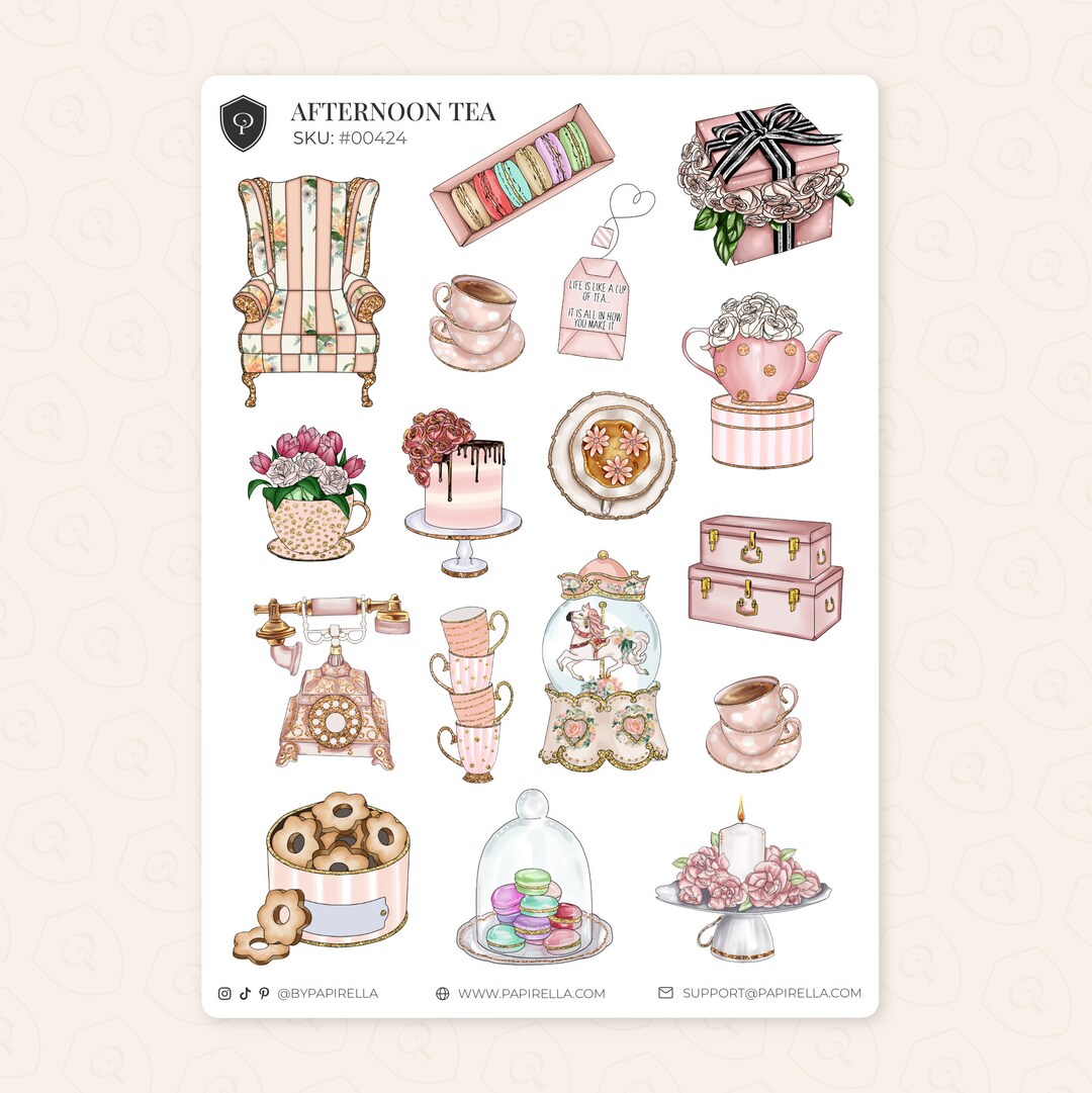 AFTERNOON TEA Sticker Sheet / Bujo Stickers, Planner Stickers ...