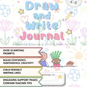 Kids Draw and Write Journal Ages 4-8, Primary Story Paper, Writing Prompts, Sight Words