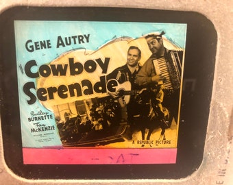 Cowboy Serenade Rare Magic Lantern Slide '42 Western Gene Autrey Smiley Burnette