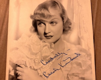 Carole Lombard Sehr seltene Früh Autogramm 8/10 Foto 30er Jahre Godfrey