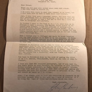 Steve Cochran Very Rare Very Early Autographed Letter &#39;56 White Heat Twilight Zone