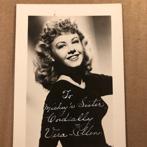Vera-Ellen Rare Early Original Small Autographed Photo &#39;40s On The Town