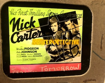 Nick Carter, Master Detective Rare Magic Lantern Glass Movie Slide '39 Pidgeon