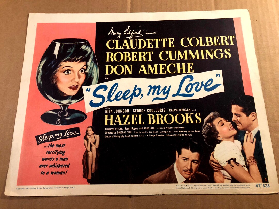 Rare Original 11 14 1948 Lobby Card Sleep My Love Claudette Colbert rare-original-11-14-1948-lobby-card-sleep-my-love-claudette-colbert