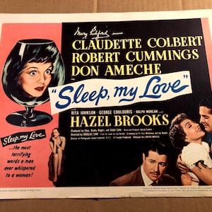 Seltene Original 11/14 1948 Lobster Karte Sleep My Love Claudette Colbert Douglas Sirk