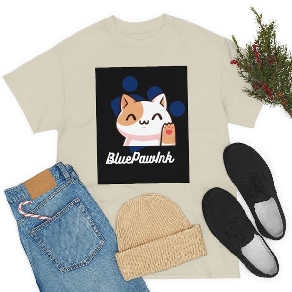 Unisex-T-Shirt aus Bio-Baumwolle mit einer Katze