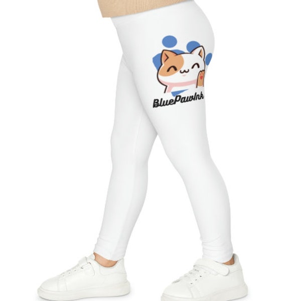 Handgefertigte Kinderleggings aus Bio-Polyester mit einer Katze für Mädchen