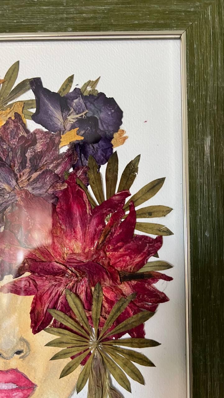 絵画 Flower. Herbarium Flower Composition, Handmade Gift With Pressed