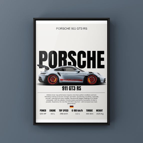 Porsche 911 GT3 RS Poster, Car, Trendy Wall Art *DIGITAL DOWNLOAD