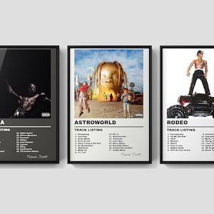 SET DI 3: Travis Scott Utopia/Astroworld/Rodeo Poster, Musica, Arte da parete alla moda *Download digitale*