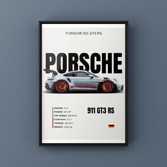 Porsche 911 GT3 RS Poster, Car, Trendy Wall Art *DIGITAL DOWNLOAD
