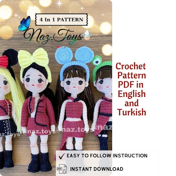 Aangepast Kpop-patroon voor gehaakte pop, eenvoudige amigurumi (pdf-patroon)