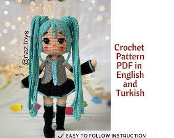 Amigurumi Hatsune Miku Crochet Doll Pattern (PDF)
