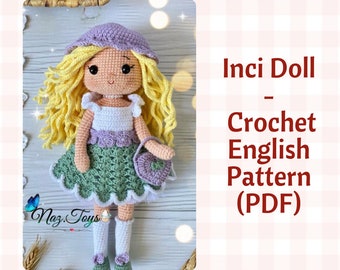 Amigurumi Crochet Doll Pattern English Pdf, Easy Crochet Girl Doll Pattern, handmade, Cute Crochet Doll with Removable Clothes, blonde hair
