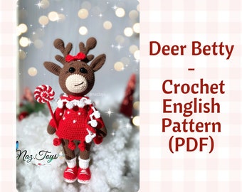 Modèle de renne de Noël au crochet, modèle de renne amigurumi PDF, modèle de Rudolph au crochet, poupée de Noël à faire soi-même