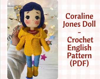 Amigurumi Crochet Muñeca Coraline Patrón Inglés Pdf, Muñeca Amigurumi Coraline Jones, Crochet Coraline, Muñeca crochet, Coraline Jones,