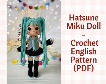 Amigurumi Crochet Hatsune Miku Pattern English Pdf, Amigurumi Hatsune Miku doll, Crochet Hatsune Miku, Crochet doll, Hatsune Miku