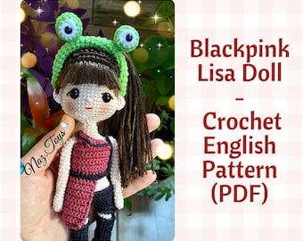 Amigurumi Blackpink Lisa-Puppen-Muster Englisches Pdf, Häkelpuppe blackpink, einfaches Häkelmuster für Mädchen, süße Häkelpuppe