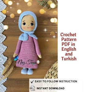 Crochet Hijab Doll, English Pattern, Amigurumi Muslim Doll, Muslim Doll, Crochet Muslim Doll, Crochet Hijab Doll, Custom Doll, Easy Crochet